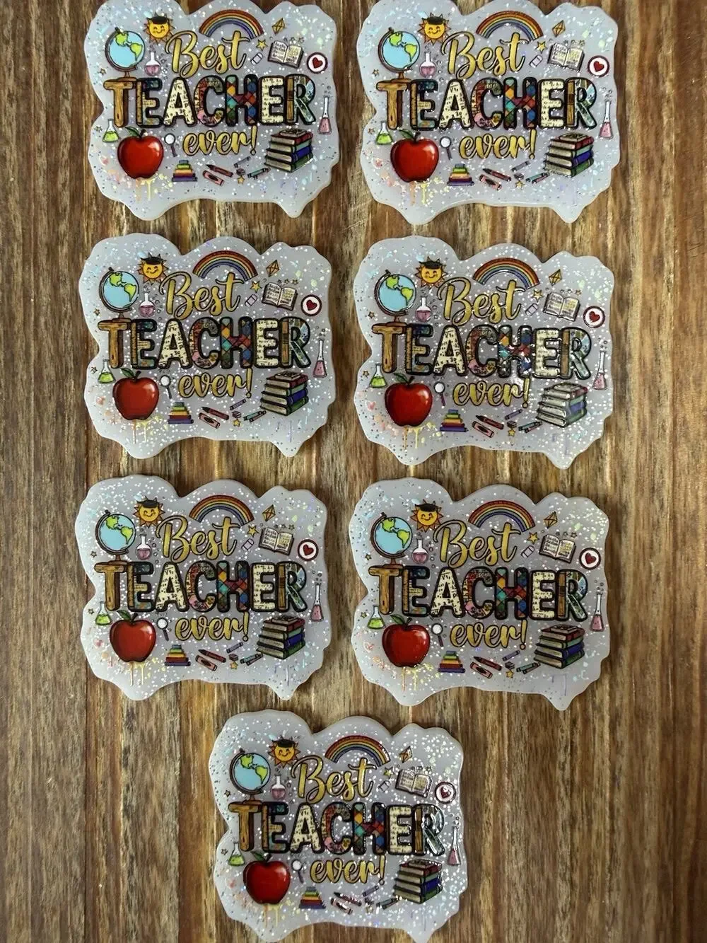 7 Pc Best Teacher Ever Acrylic Flatbacks